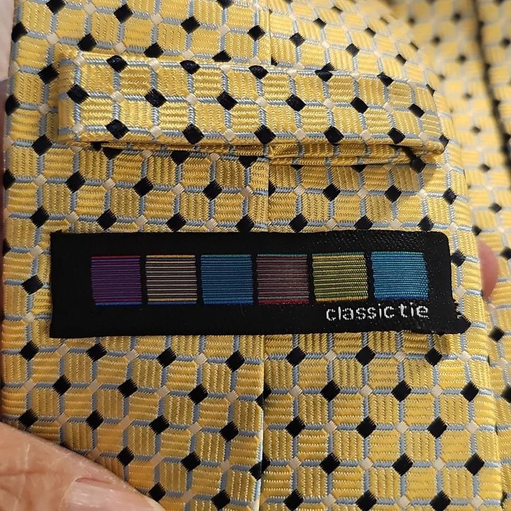 Classic Yellow and Gray Patterned Ties. Hand‎ Made. Very Good Used Condition